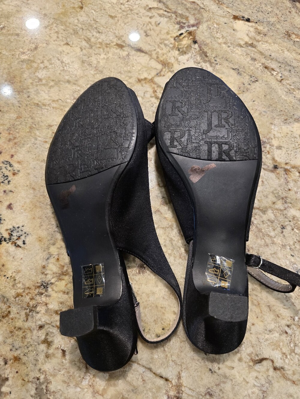 J. Renee Jadan Black Embellished Slingback Kitten Heels. - Picture 8 of 8